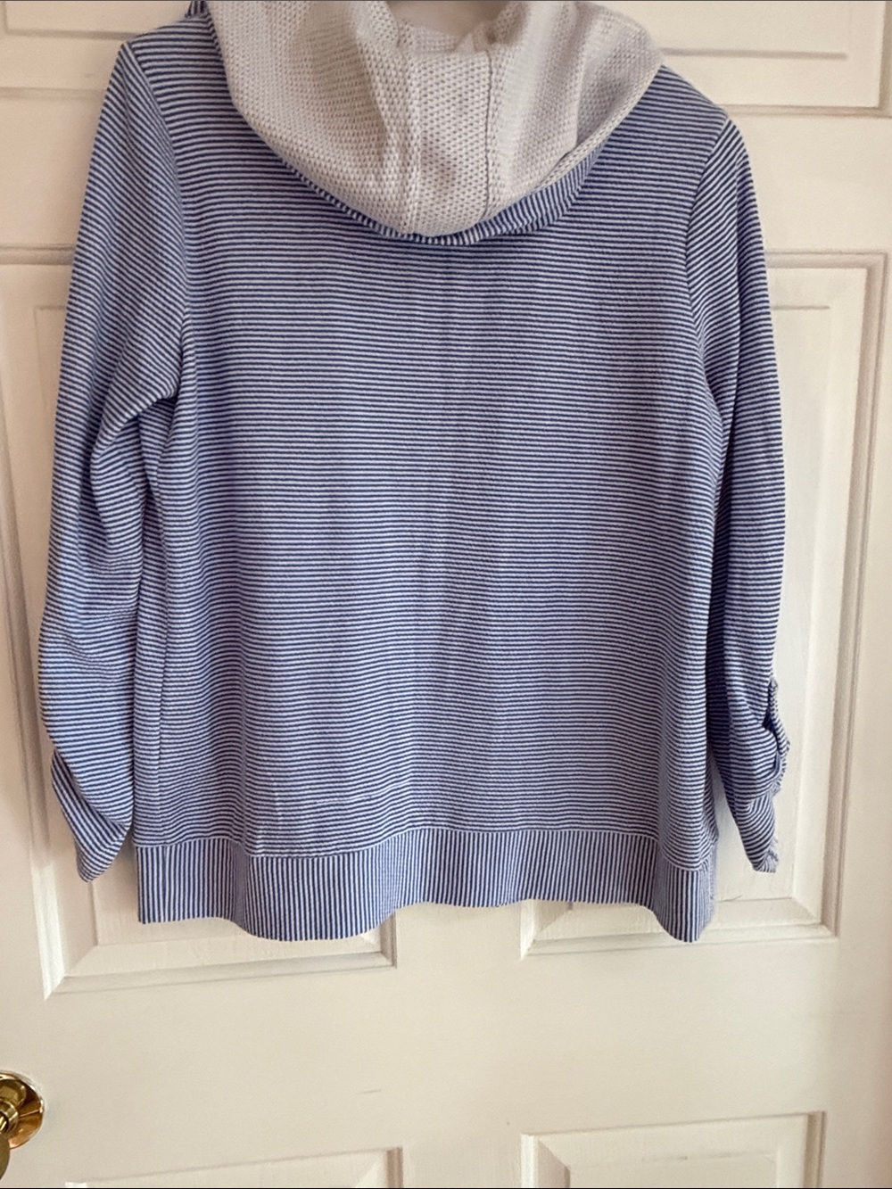Talbots Navy and White Striped Open-Front Cardigan - Picture 6 of 9